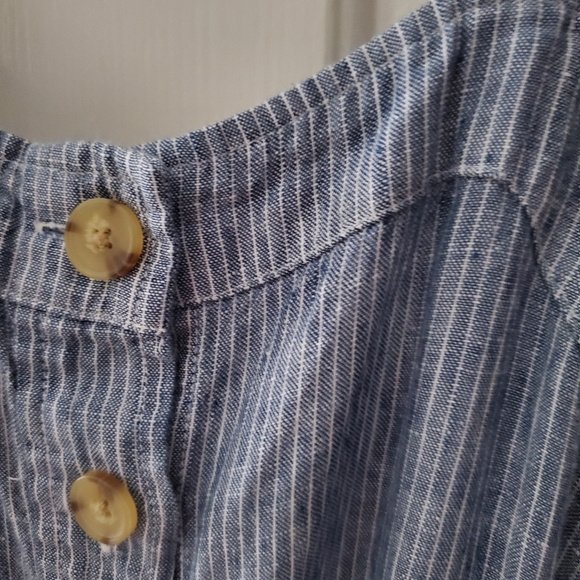 Everlane The Linen Picnic Jumpsuit (with belt),  White/Blue Pinstripe (2) - Picture 4 of 14